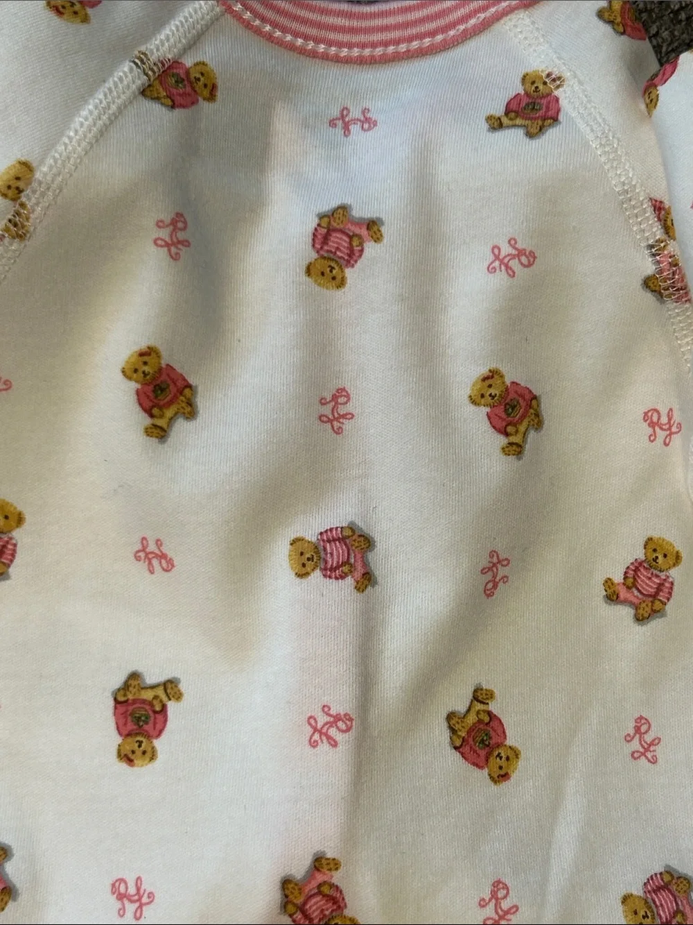 Polo by Ralph Lauren White Footed One-Piece with Pink Bear 50%OF SEND OFFER